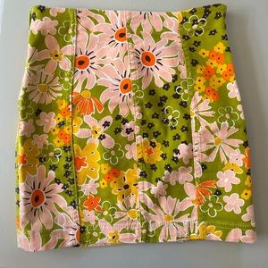 Psychedelic Flower Power Lime Green Free People Bodycon Modern Femme Mini Skirt